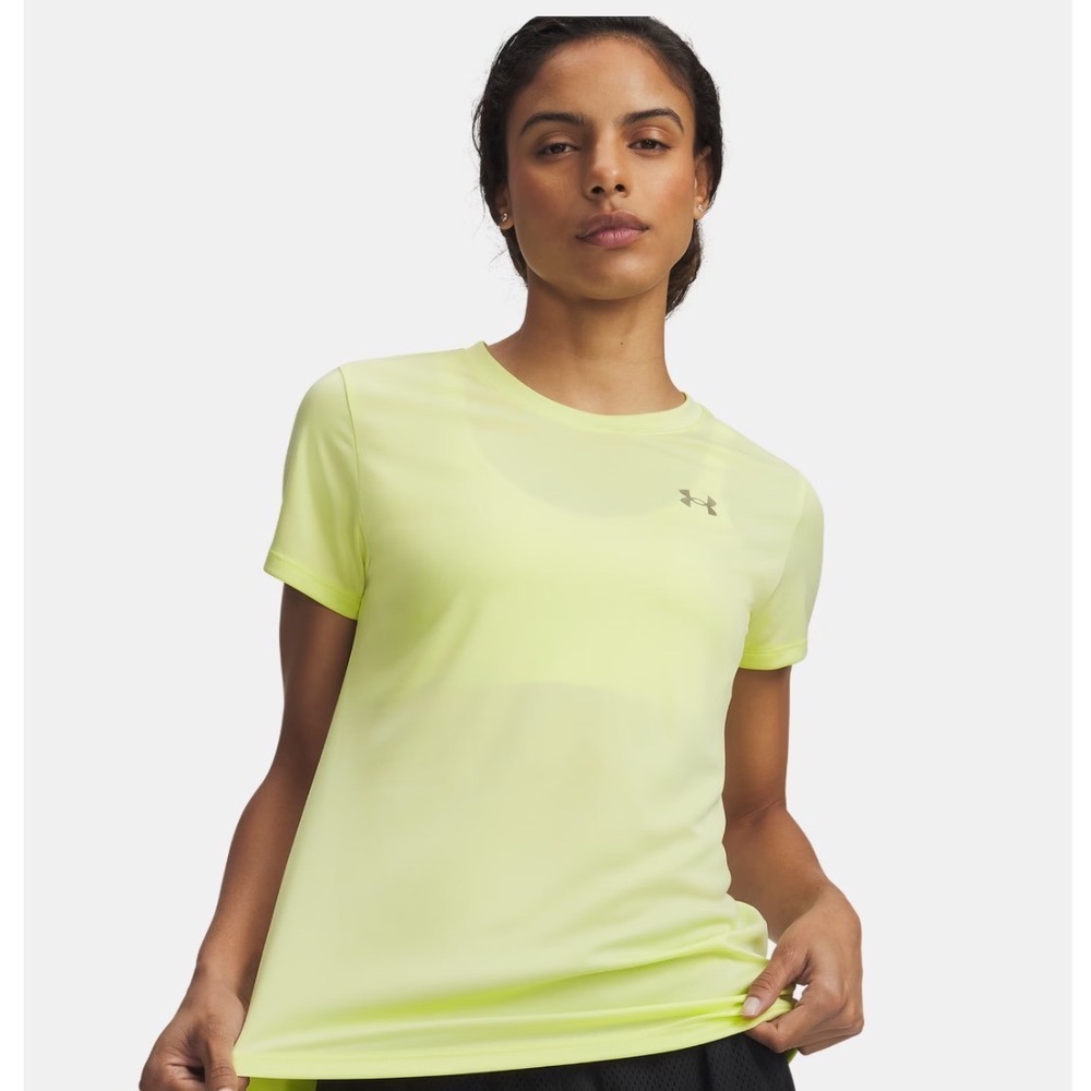 Under Armour T-Shirt Womens 2XL HeatGear Loose Neon Yellow Heathered‎ EUC